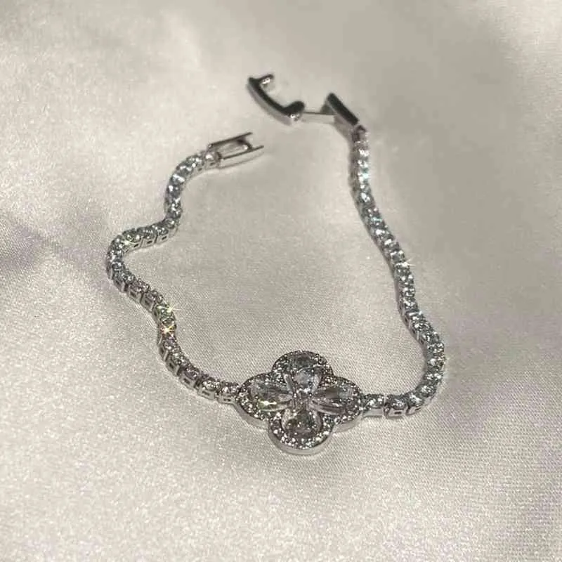 Water Drop Bracelet Clover Design Zircon Clavicle Chain Female Bride Jewelry Gift Ladies Woman_voghion.com