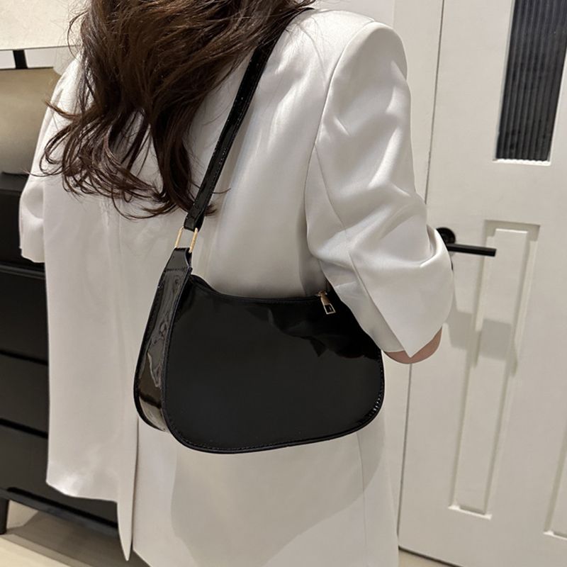 Retro Einfarbig PU Leder Schulter Unterarm Tasche Mode Casual Hobos Geldbörsen und Handtasche Damen Handtaschen_voghion.com