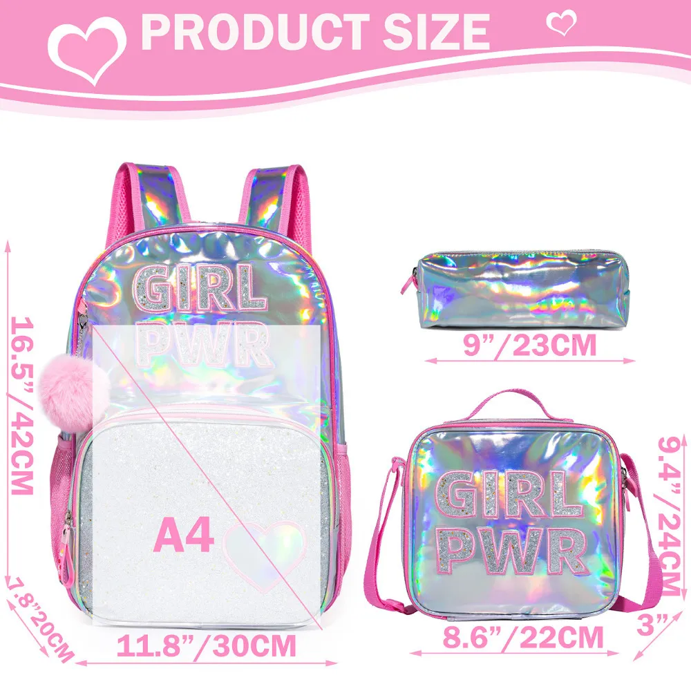 Backpacks Bikab School Bags 3 In 1 Kids Children for Girl 16" Girls Set Bag Water Proof 230803_voghion.com