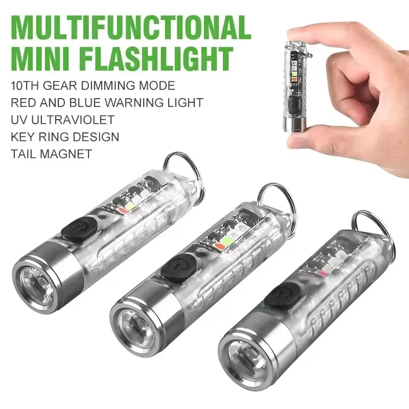 Mini Portable Keychain Flashlight With Usb Charging And Magnet_voghion.com