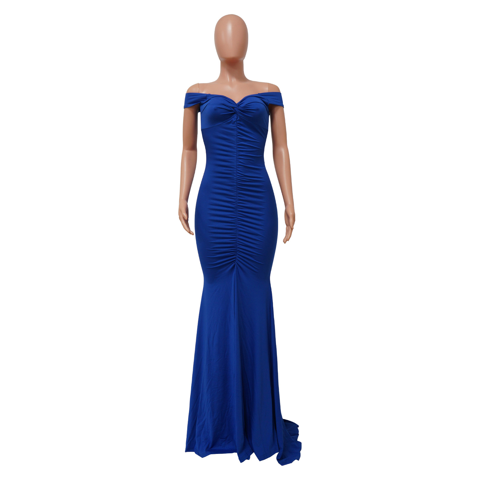 Damenkleid Mit V-ausschnitt One-shoulder-stil Und Schlitz Sommer_voghion.com