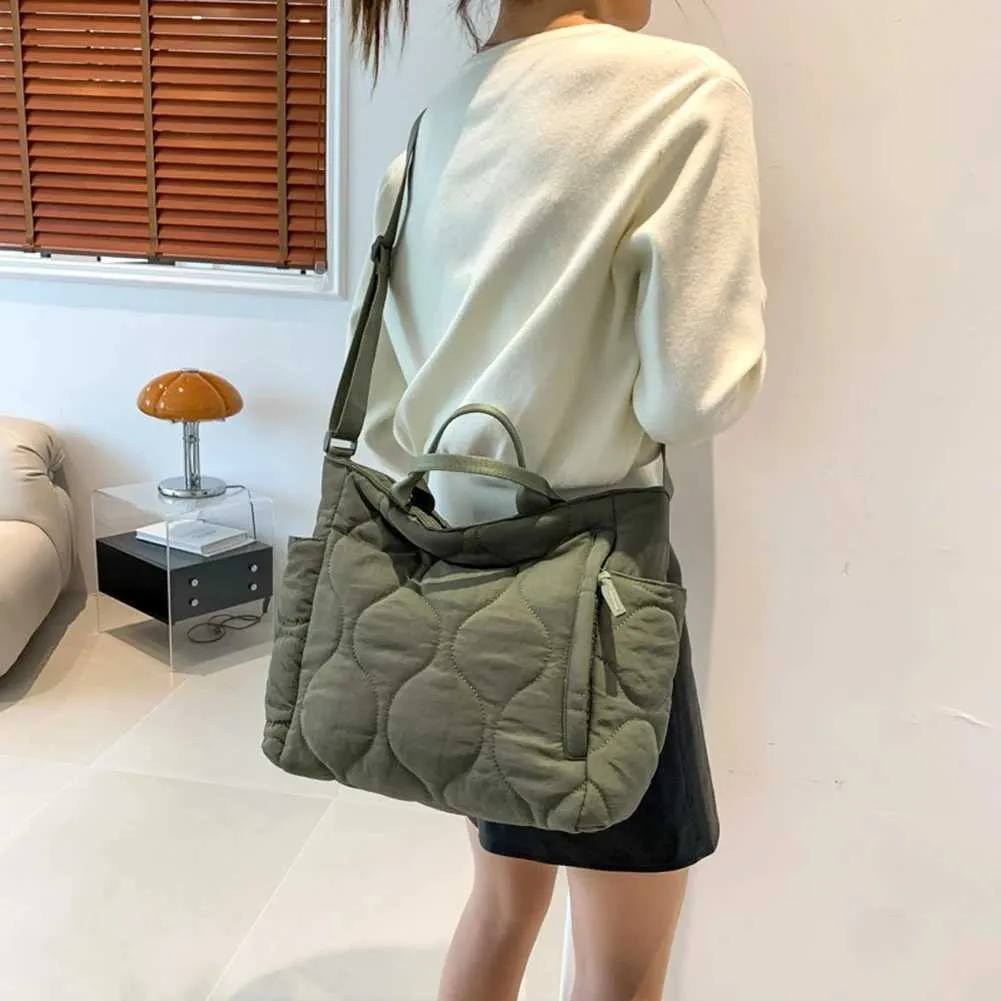 Borsa a tracolla imbottita da donna, grande capacità, borsa a mano leggera con manico superiore, tracolla regolabile, casual da viaggio_voghion.com