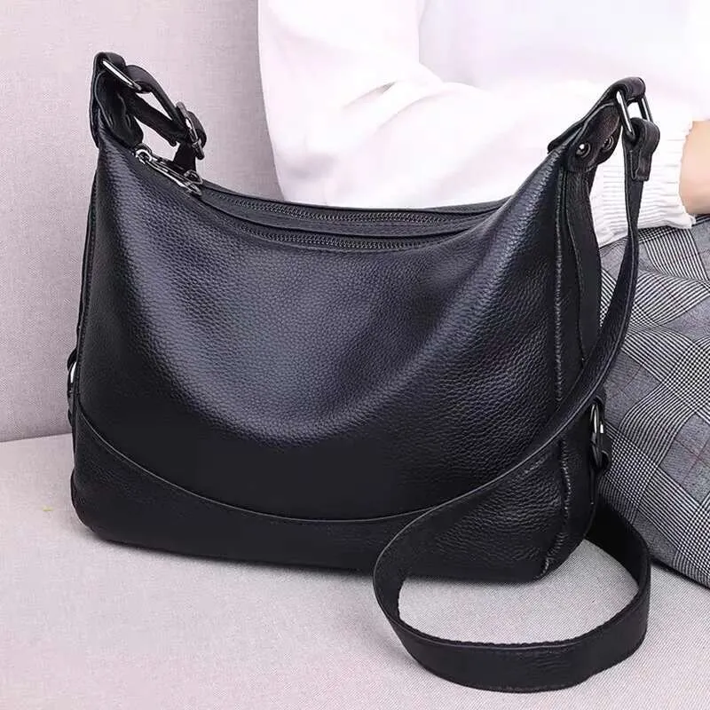Designer 2025 Mode Frauen Rindsleder Handtasche Crossbody Schultertaschen Trend Neue Reißverschluss Solide Colorhigh Qualität Echtes_voghion.com
