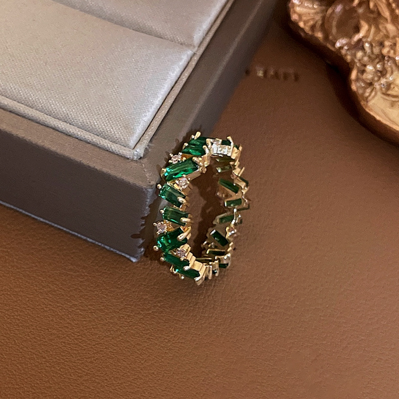 Real Gold Electroplated Irregular Zircon from South Korea Exquisite Fashion Open Ring Light Luxury and High Grade Hand_voghion.com