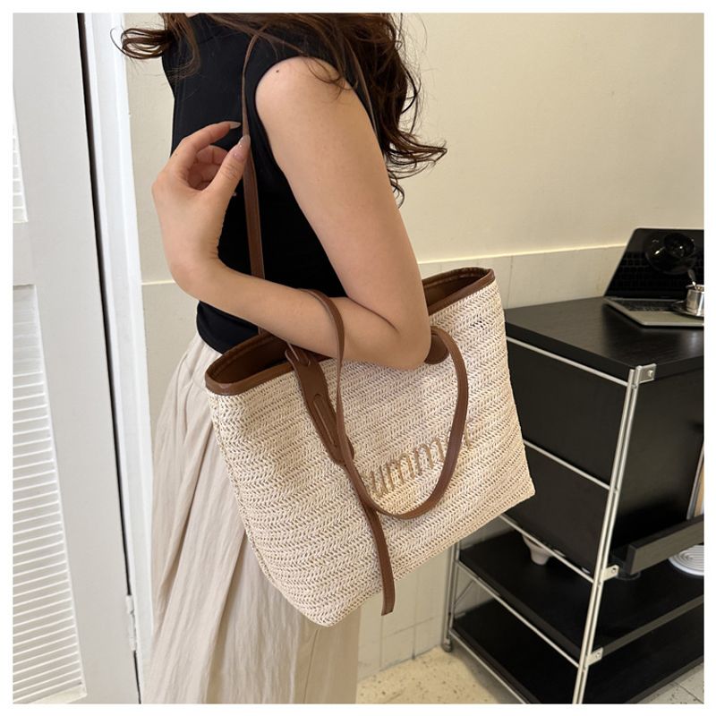 Große Kapazität Gras gewebt Tote - neue Single-Schulter Modetrend koreanische Version Make-up vielseitige Damentasche_voghion.com