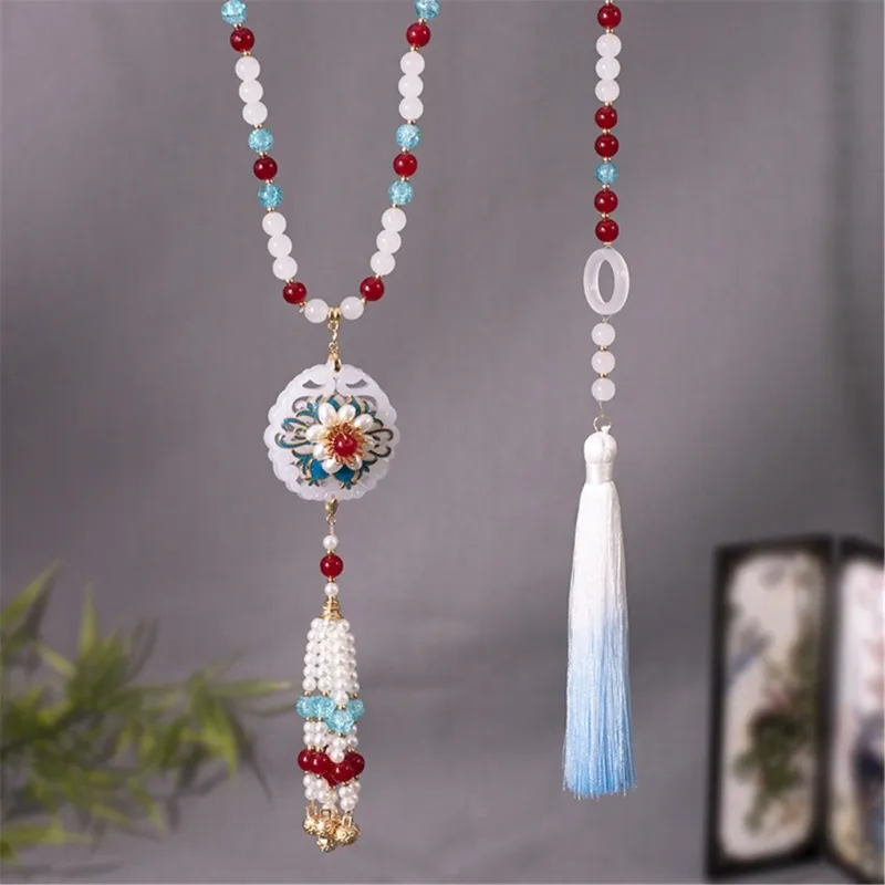 Ķēdes Eleganta ķīniešu svārku kaklarota tradicionālam apģērbam_voghion.com