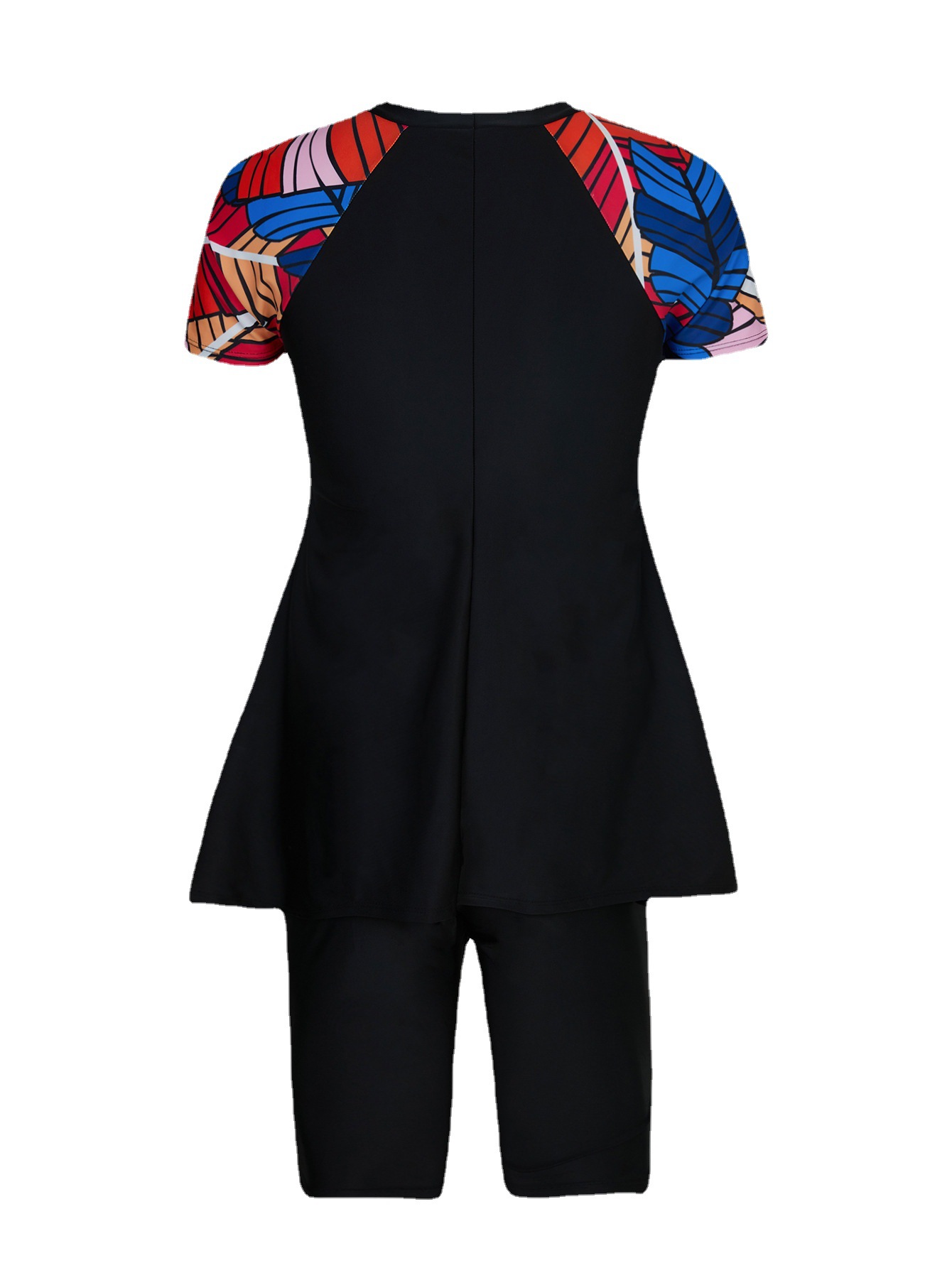 Maillot de bain fendu style jupe, grande taille, short à manches courtes, maillot de bain conservateur, maillot de bain respirant avec protection solaire_voghion.com