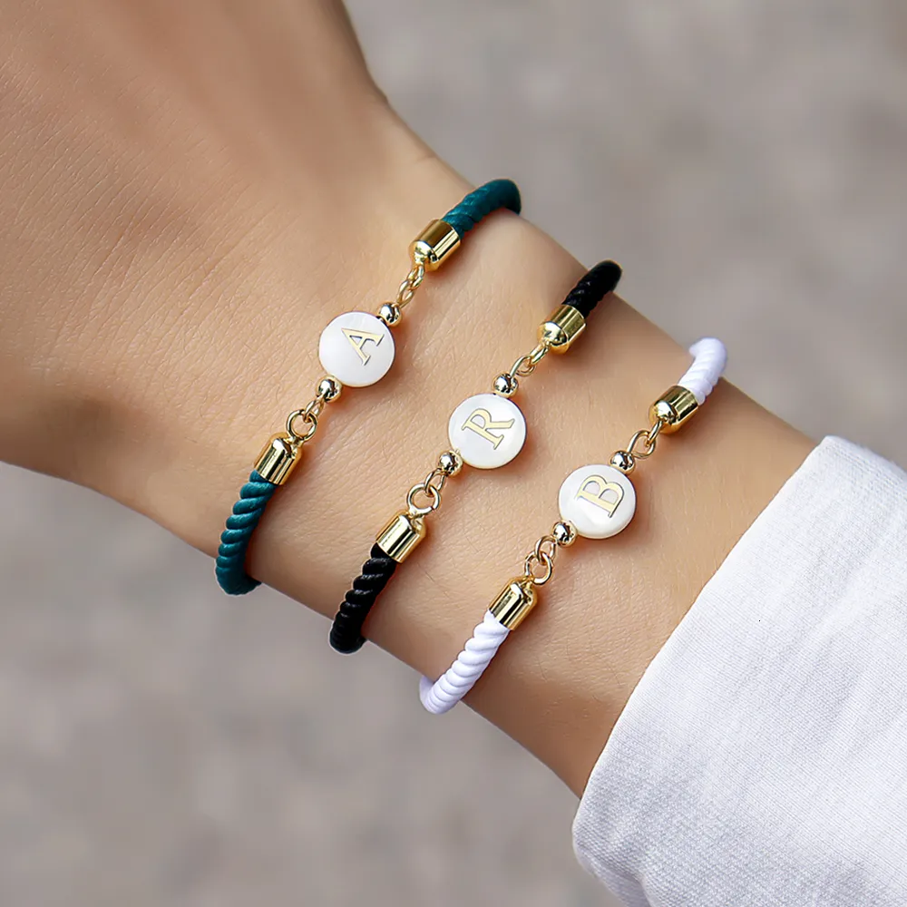 Initial Letter Charm Bracelet Handmade Rope Bangle For Women Gift_voghion.com