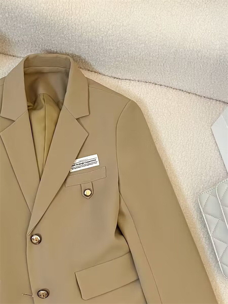 Dammekleeder Fréijoer an Hierscht Design Sense College Style Casual Street schwaarz kuerz Kostümjacket fir Fraen_voghion.com