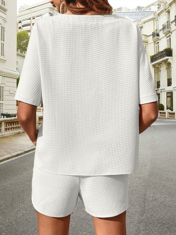 Nuovi abiti da donna, abiti a maniche corte, camicie a maniche corte alla moda da donna, pantaloncini alla moda, abiti a due pezzi_voghion.com