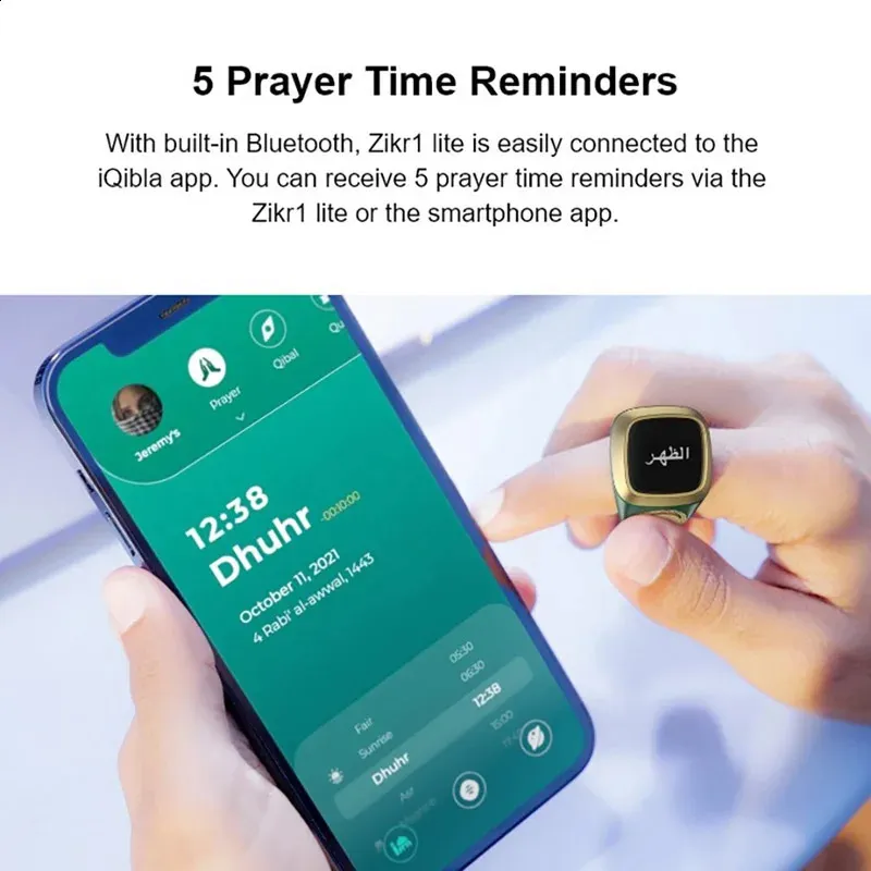 Smart Tasbih Tally Counter Ring pentru musulmani Zikr Digital Tasbeeh 5 Prayer Time 240730_voghion.com