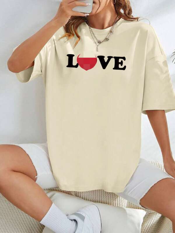 Camiseta de algodón para mujer con estampado top verano holgado_voghion.com