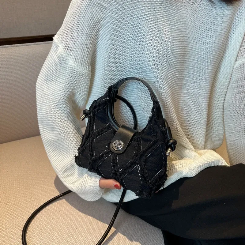 Hobo měkká džínová taška přes rameno malá crossbody taška pro ženy značkové módní kabelky totes_voghion.com
