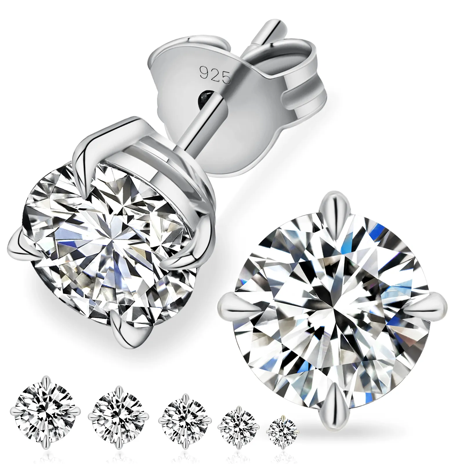 Orecchini a bottone in moissanite per ragazze, in argento Sterling, taglio rotondo, diamanti coltivati in laboratorio, per donne e uomini, placcati in oro bianco._voghion.com
