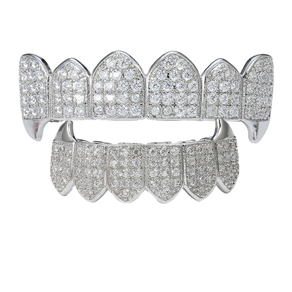 Custom High-Quality Hip Hop Jewelry Teeth 8Top 8Dowm Sier Vvs Diamond Fully Iced Out Perm Cut Moissanite Grillz For Mens_voghion.com