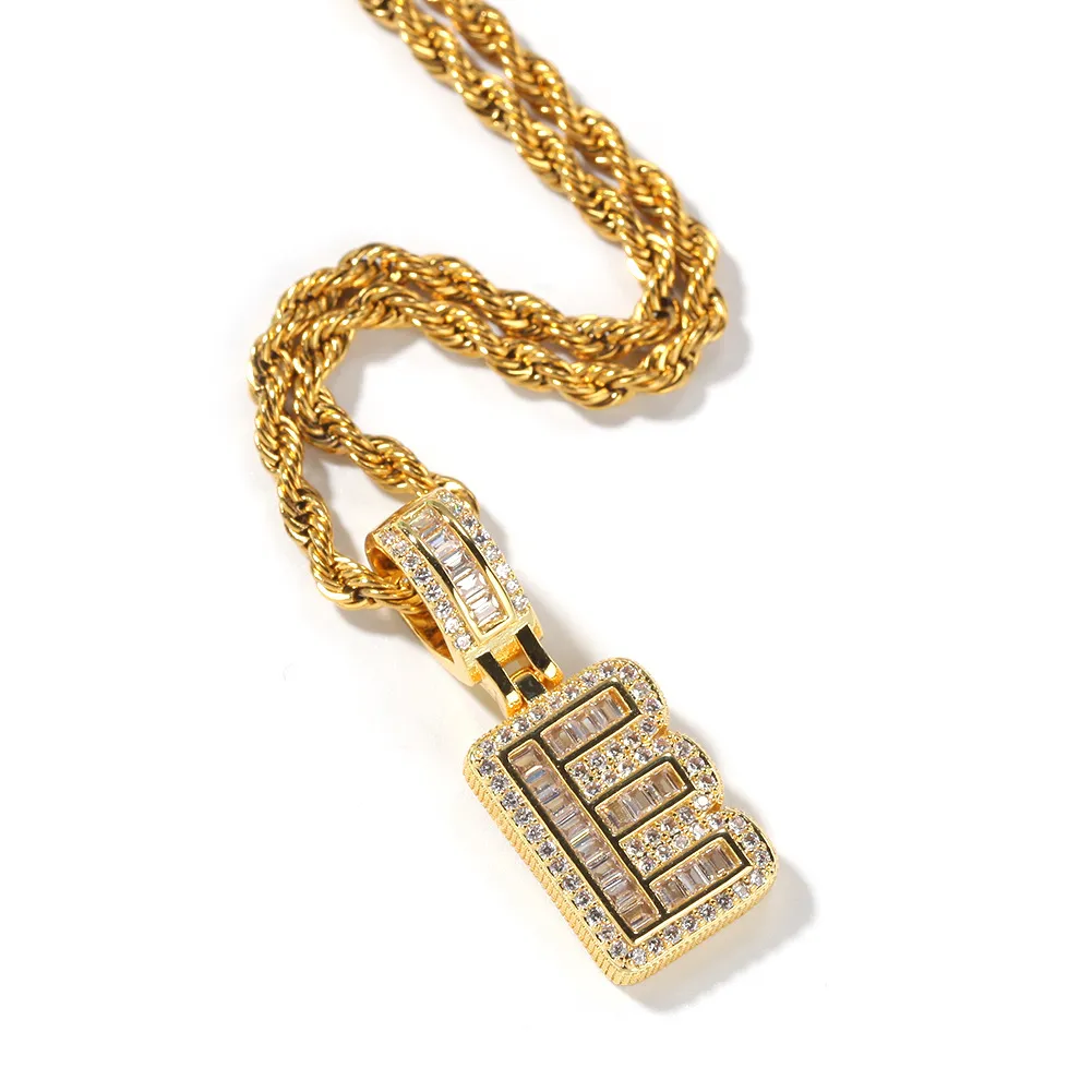New guys Gold Bling Square Cubic Zirconia Letters Custom Name Pendant Necklace Iced Out Diamond Hip Hop Jewelry Gift For_voghion.com