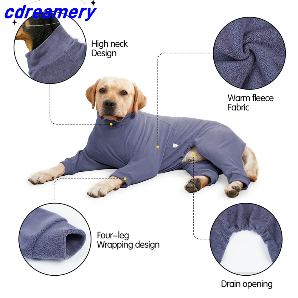 Abrigos de lana cálidos para perros, pijamas de cuatro patas, ropa para perros pequeños, medianos y grandes, ropa para clima frío, trajes de nieve para perros que cubren todo el cuerpo._voghion.com