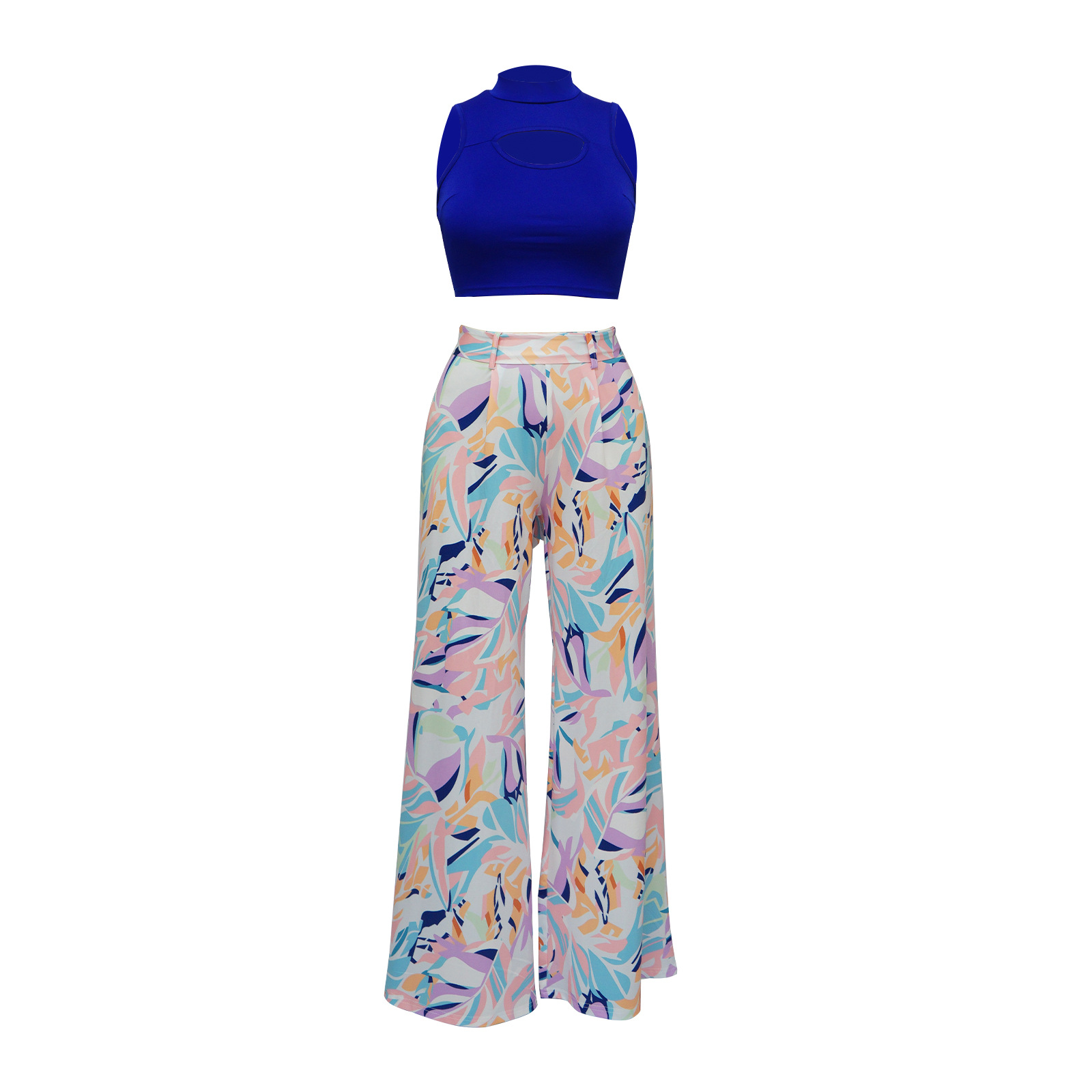 Two-piece Set Women's Sleeveless Round Neck Top Wide-leg Pants Set_voghion.com