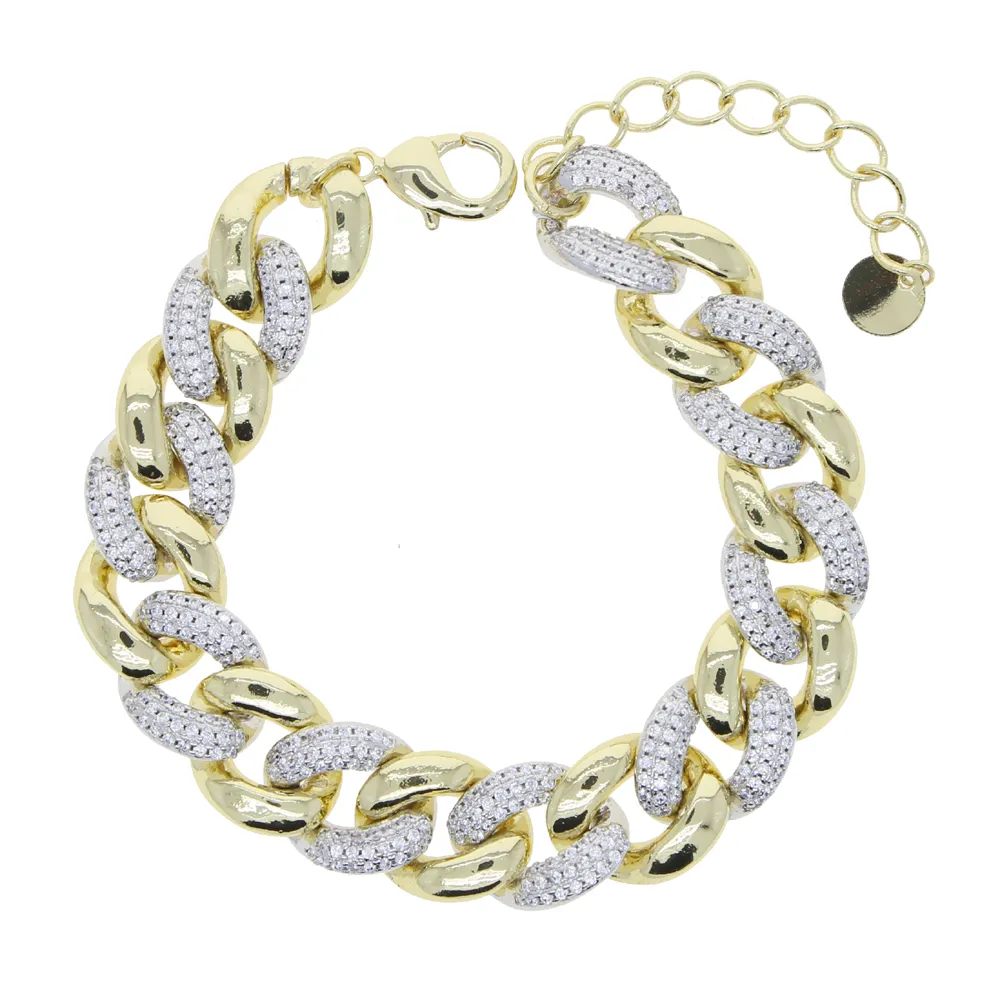 Collana choker a catena cubana bicolore statement per donna_voghion.com