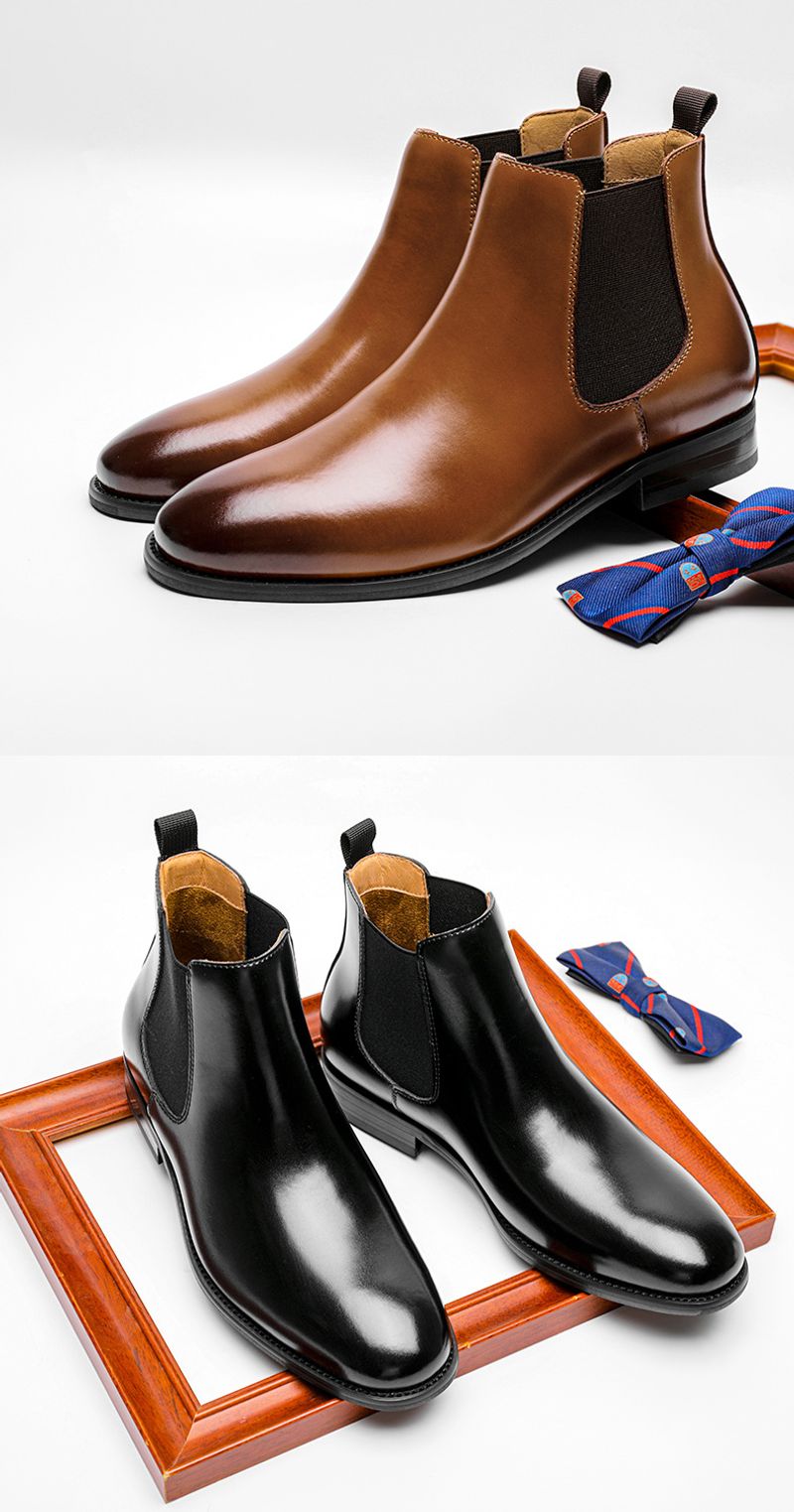 Botines de cuero genuino para hombre_voghion.com