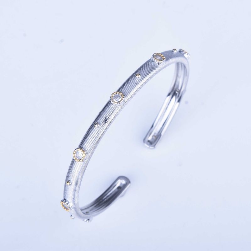 Copper Retro Plating Inlay Geometric Zircon Bangle_voghion.com