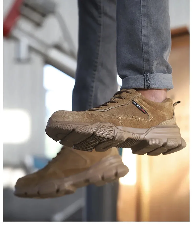 Arbejdssikkerhed Herre slip-on letvægts ståltåkapper, ikke-nedbrydelige, punkteringssikre arbejdssko til mænd_voghion.com