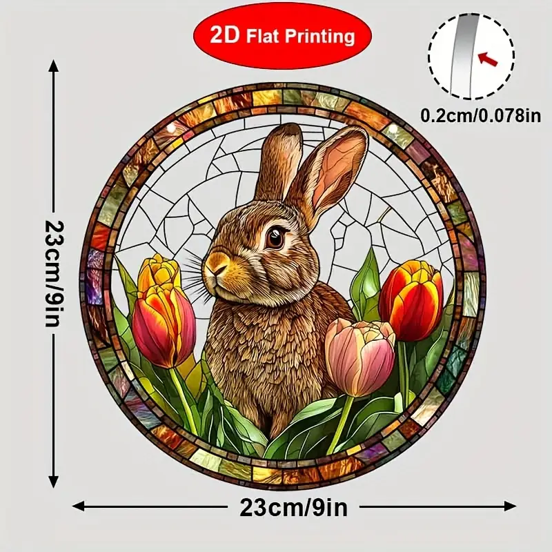 Attrape-soleil lapin lumineux - Art acrylique teinté 9" . Décoration printanière pour les célébrations de Pâques ou le charme de la chambre._voghion.com