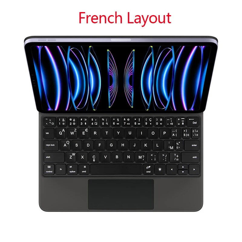 TrackPad Magic Keyboard For iPad Pro 11 2022-2018 Air 5 4 10.9 Air4 Air5 Tablet Case Arabic Hebrew French German Portuguese_voghion.com