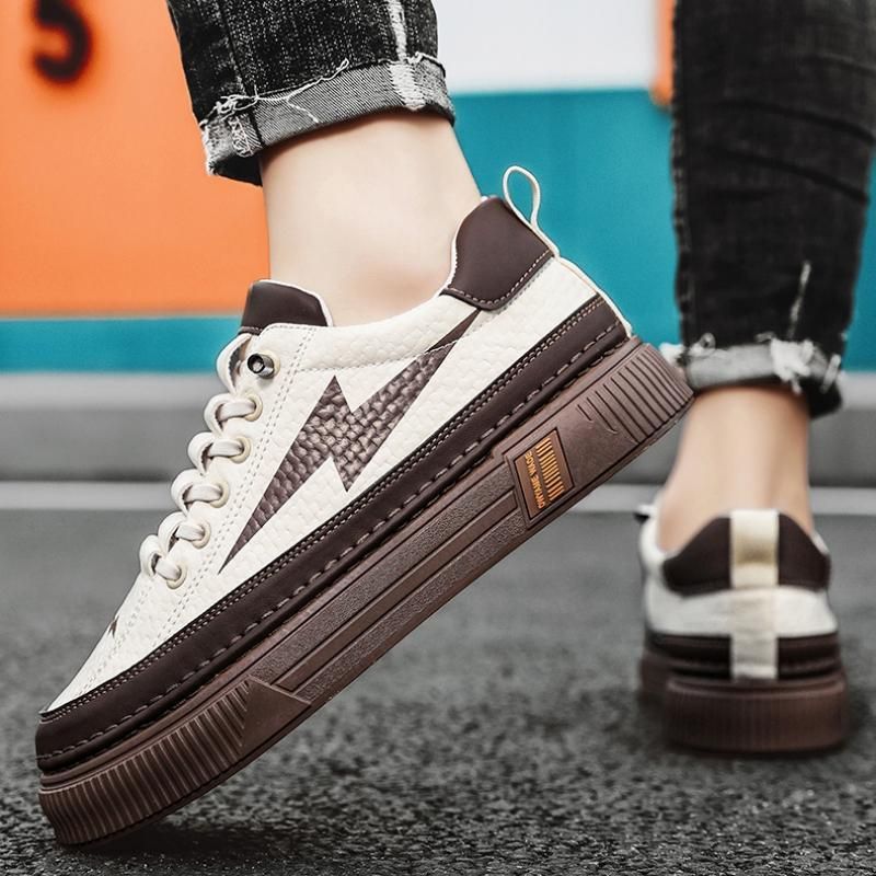 Vielseitige Casual Boardschuhe für Herren im Frühling, Teenager können auf Lederoberflächen treten, mit dicken Sohlen_voghion.com