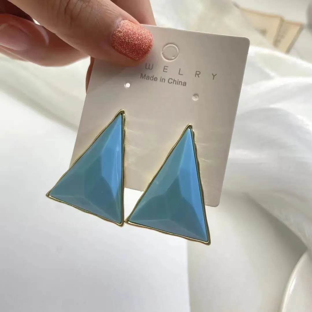 Moda Nero Verde Nuovo Stile Retro Triangolo Geometrico Esagerato per Donne Ragazza Regali Gioielli di Moda Francese Design_voghion.com