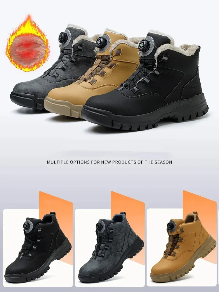 Bottes de sécurité imperméables à bouton rotatif pour hommes, résistantes aux chocs et aux perforations, chaussures de travail légères pour l'automne_voghion.com