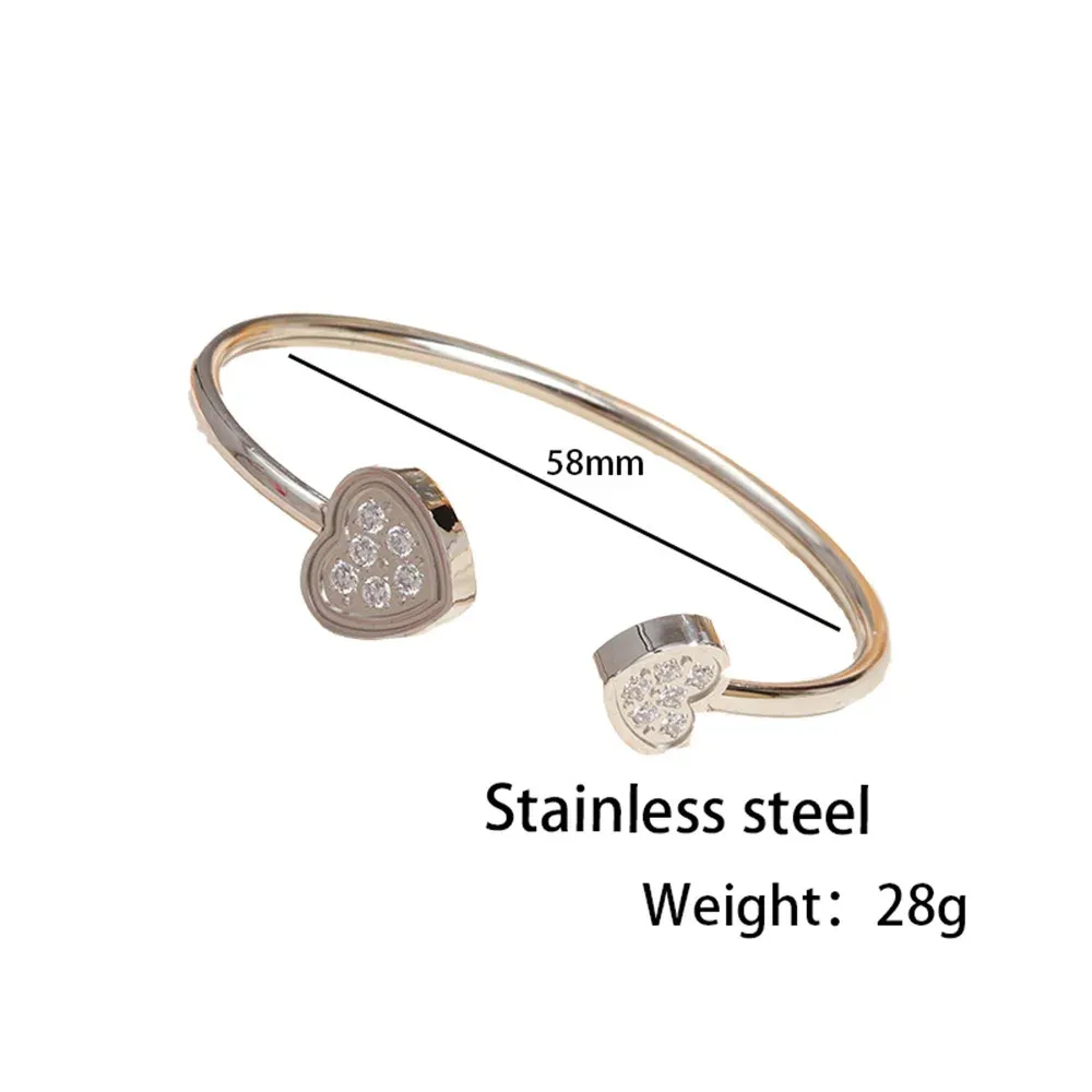 Dubbele hart cuff armband voor dames met zirkonia inglegd_voghion.com