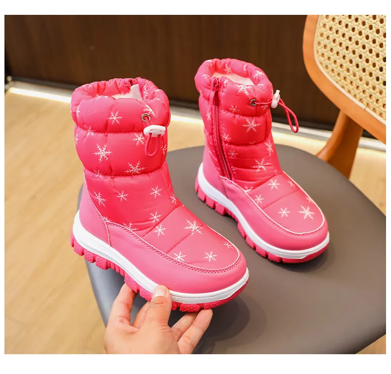 Kid Winter Warm Fur Snow Children Black Furry Girls Boys Non-slip Waterproof Kids Footwear Child Boots Toddler Baby_desvips.com