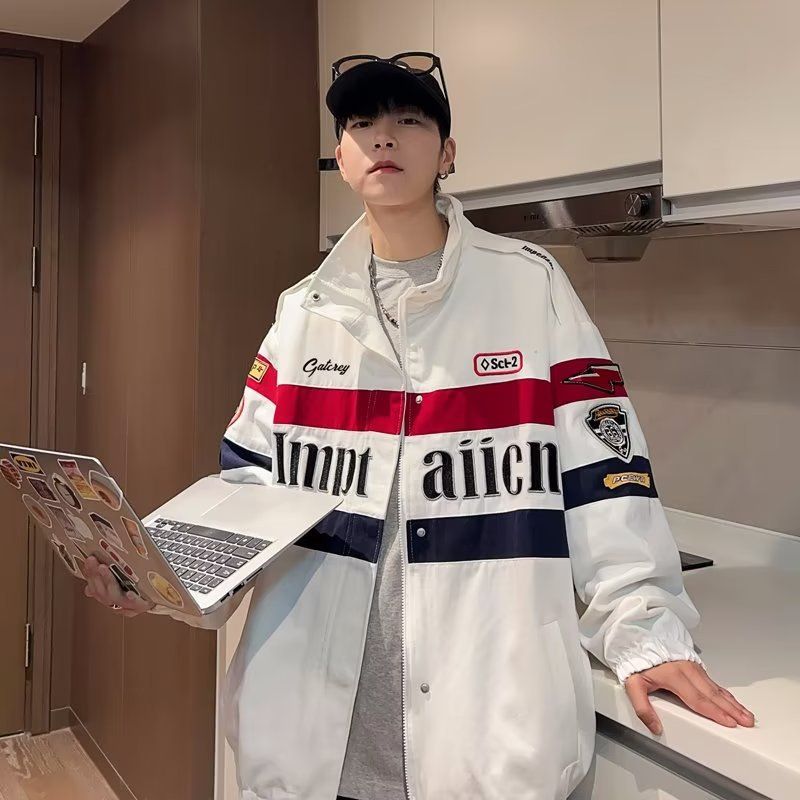 Baggy Racing Suit Trendy Baseball Jacket_voghion.com