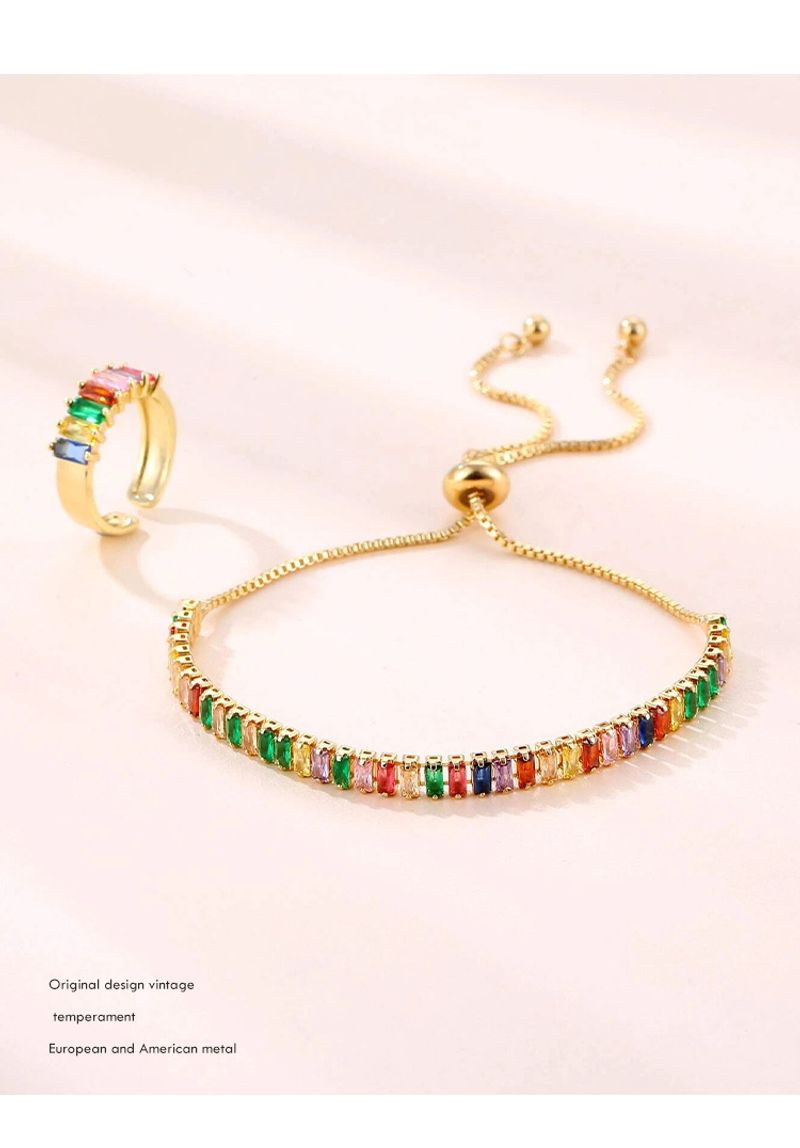 Fashion New Style Women's High End Temperament Adjustable Zircon Bracelet Ring Set_voghion.com