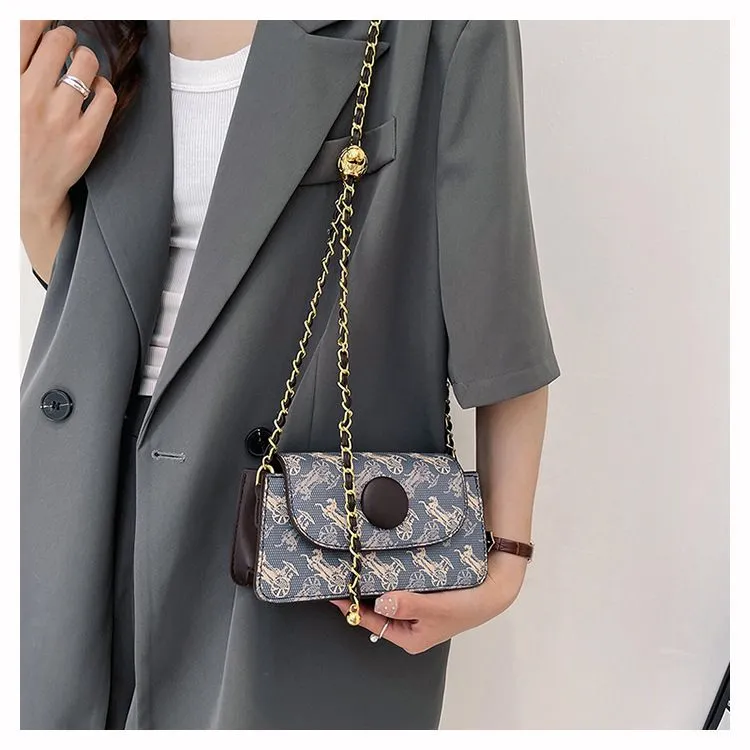 Bolsa de ombro feminina casual moda com alça de corrente_voghion.com