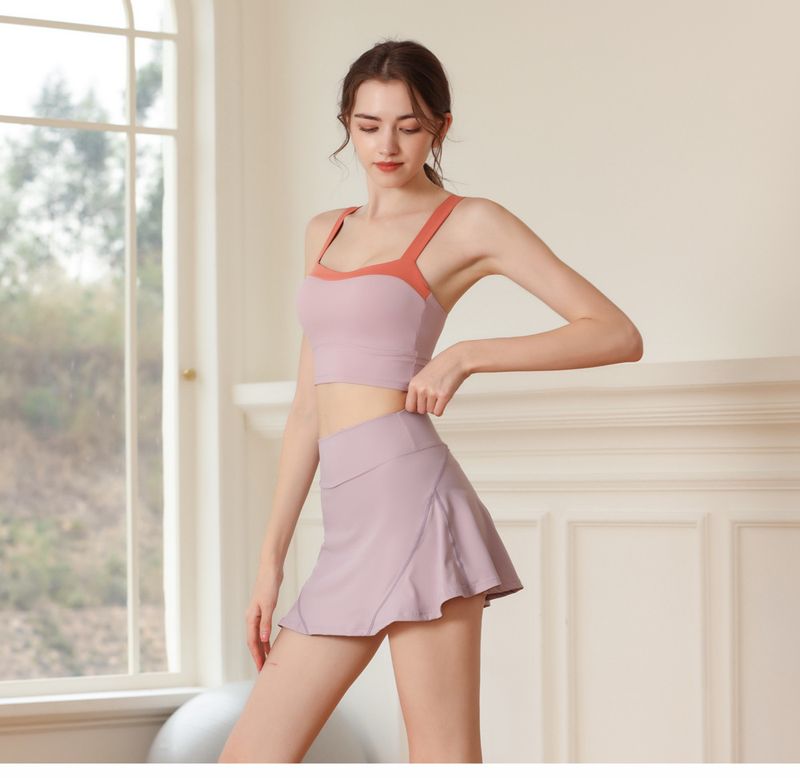 Spring/Summer New Nude Contrast Sports Women's Breathable Quick Drying Fiess Tank Top With Hanging Straps And_voghion.com