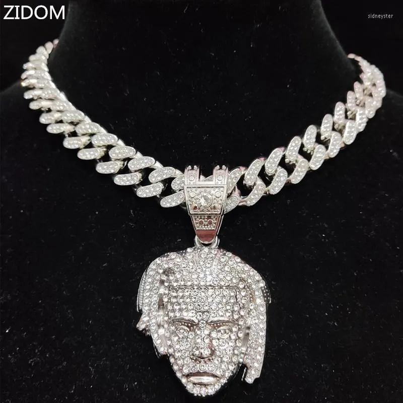 Kaklo pakabukai Vyriški Moterų Hip Hop Iced Out Bling Reperio karoliai su 13mm Kubietiška grandine Hiphopo mados papuošalaiPakabukas_voghion.com