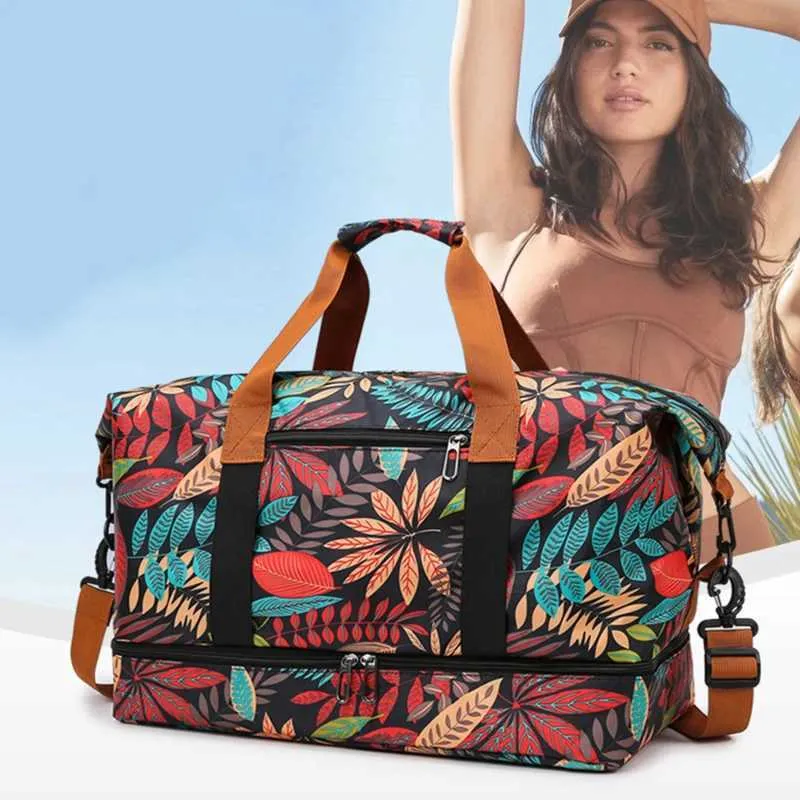 Sac à main de voyage pour femme avec imprimé imperméable grande taille Lage Fiess Dry Wet Separation Duffle Bag Weekend Ba241116_voghion.com