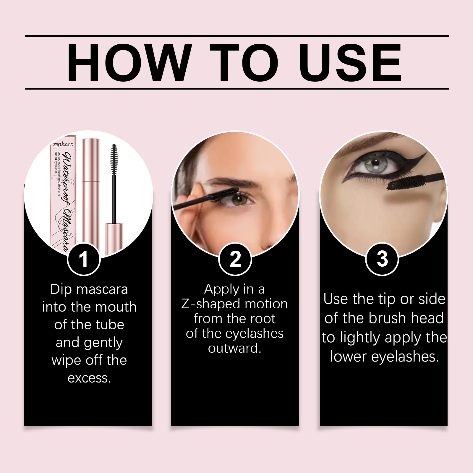 zephoco Black Curl Mascara, wasserfeste, schlanke, schwungvolle, natürliche und langanhaltende Mascara_voghion.com