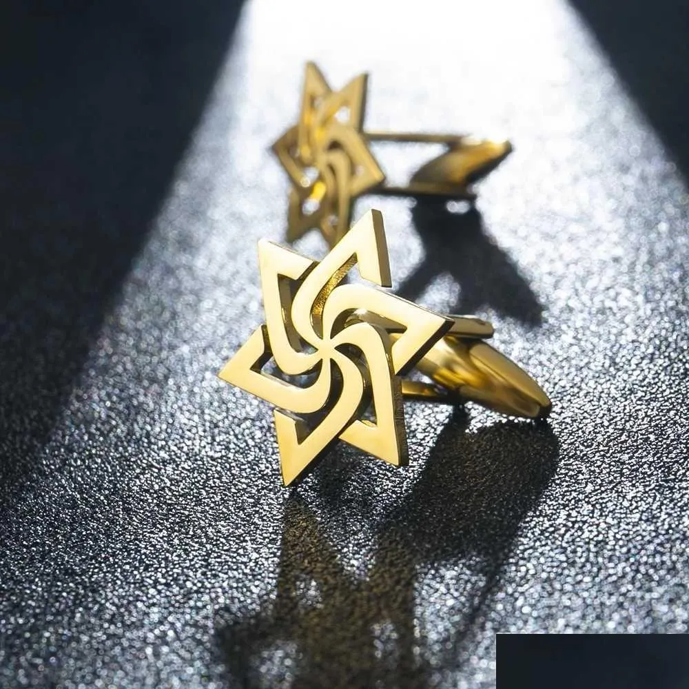Gemelli stella a spirale da uomo in acciaio inox stile retro_voghion.com
