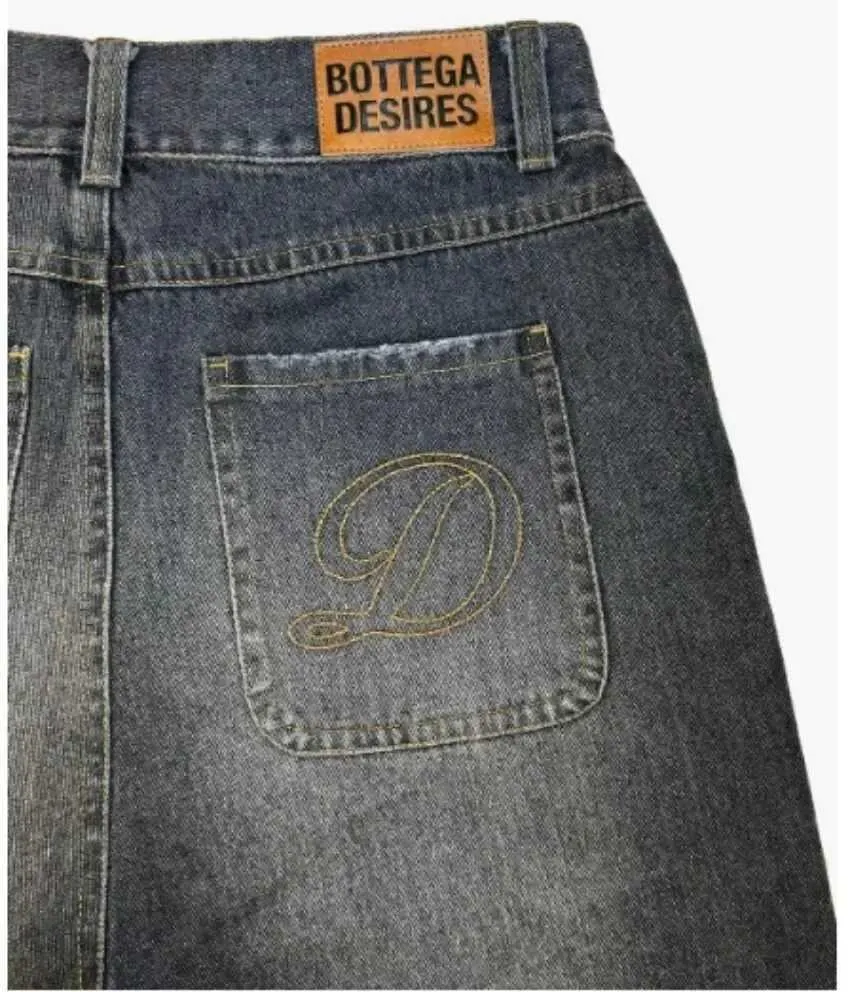 Pantaloncini in denim larghi con ricamo a motivo lettera Haruku Y2K Street da uomo, stile americano, nuova moda, gotici, a vita alta_voghion.com