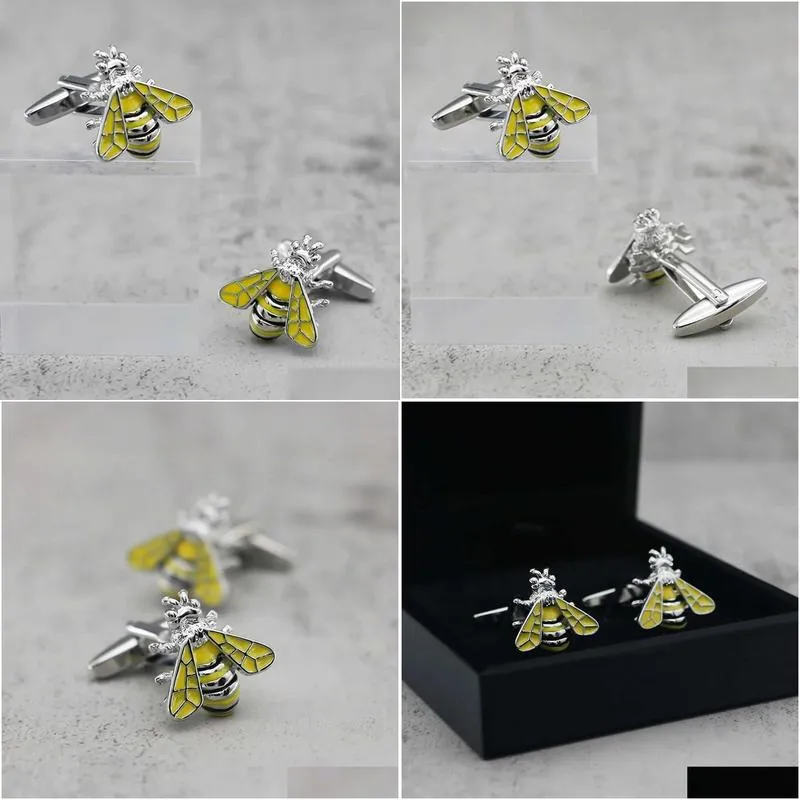 Gemelli da polso a forma di ape in metallo per camicia uomo_voghion.com