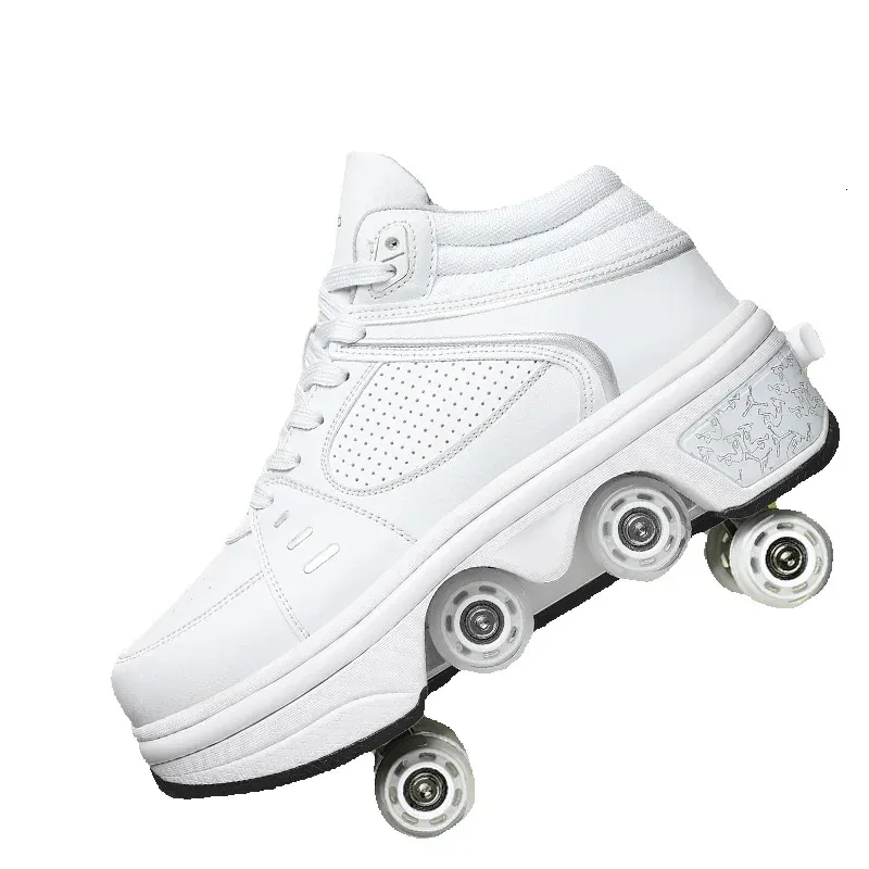Deform Wheel Dubbele Rij Sneakers 4 Wielen Ademende Skates Schoenen Wandelen Onzichtbare Katrol Deformatie Roller_voghion.com