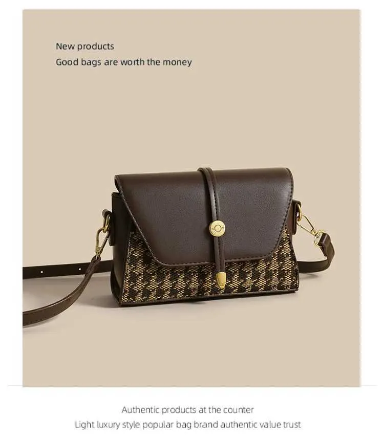 2024 Novas Mulheres Tote Canvas Splicing Couro Pequeno Quadrado Premium Qianniao Grid Bolsa de Axila Único Ombro Crossbody_voghion.com