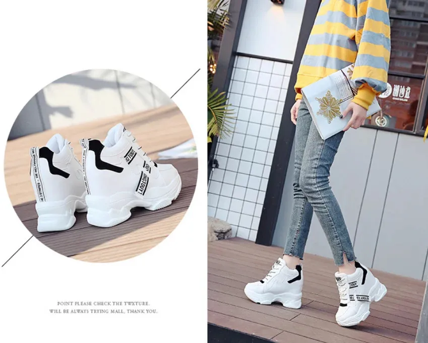 Heiße Verkäufe Trendy Schuhe High Top Sneakers Frauen Plattform Stiefeletten Korb Femme Chaussures Femmes Höhe Erhöhen_voghion.com