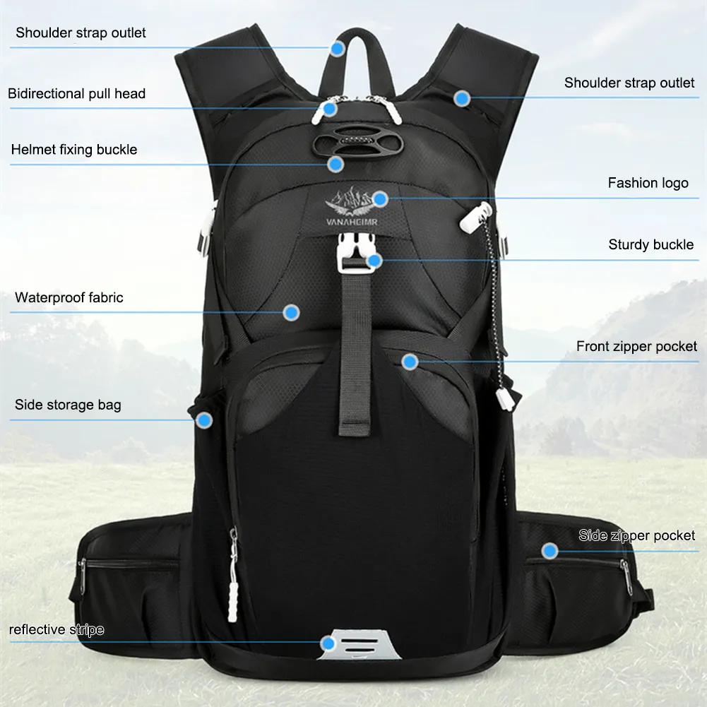 Camping Waterproof Breathable Travel Backpack Wear-resistant Layered Storage With Eflective Stripe For Exercise Fiess_voghion.com