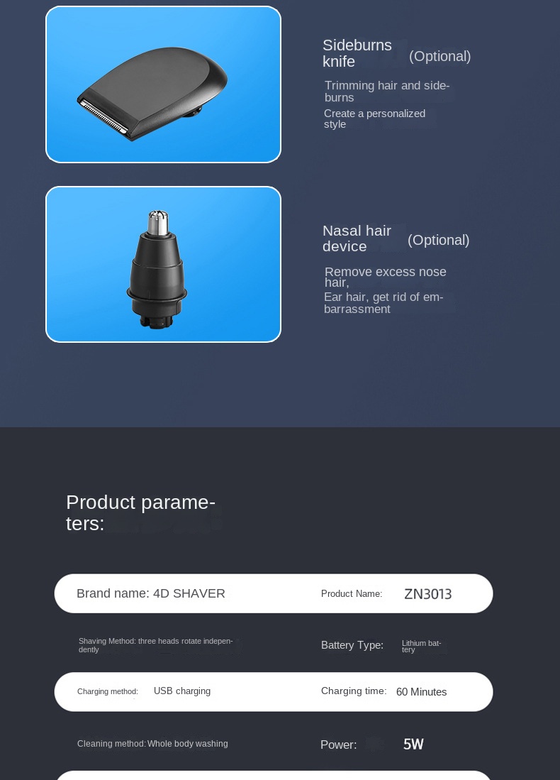 Electric Shaver 4D For Men Electric Hair Clipper USB Rechargeable Professional Hair Trimmer Hair Cutter_voghion.com