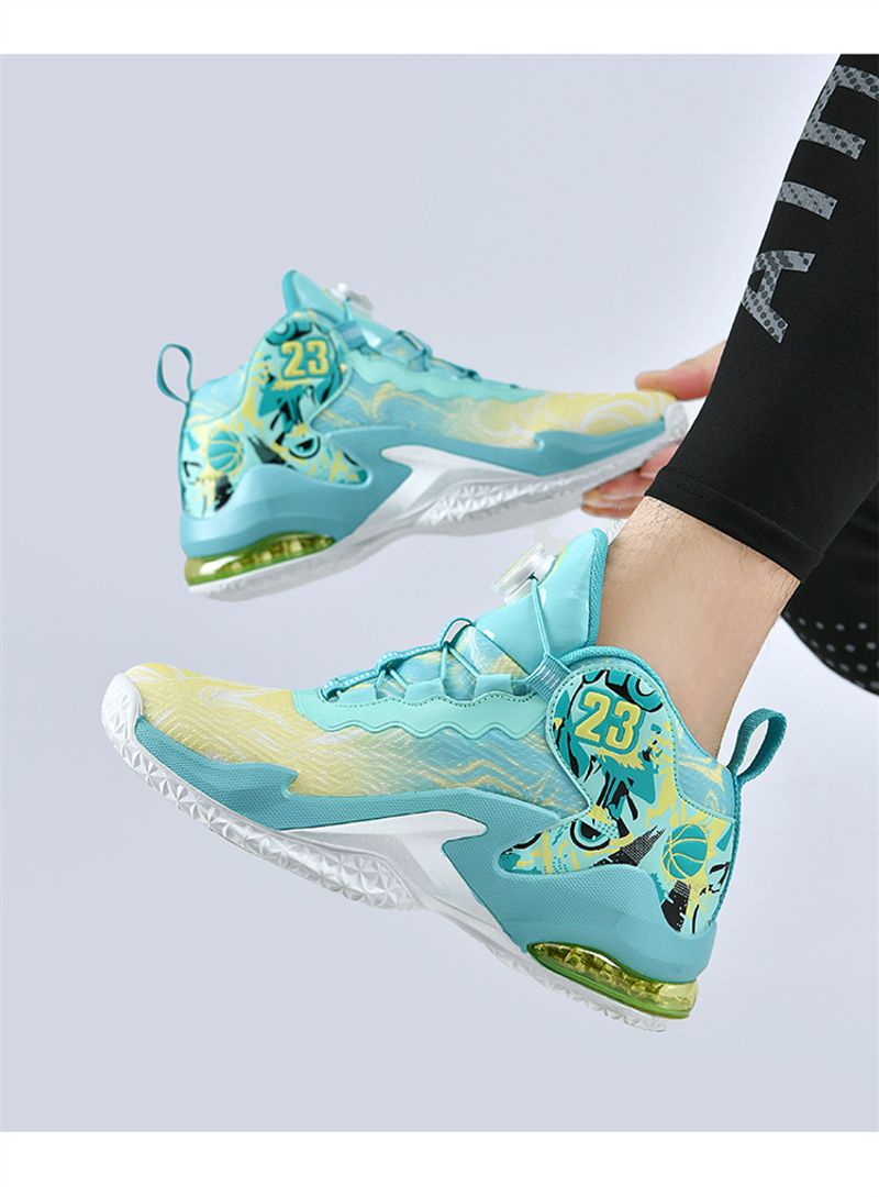 Neue High-Top-Basketballschuhe Herren aus Mesh-Gewebe, atmungsaktive Sportschuhe, rutschfeste Drehknopfschuhe für_voghion.com