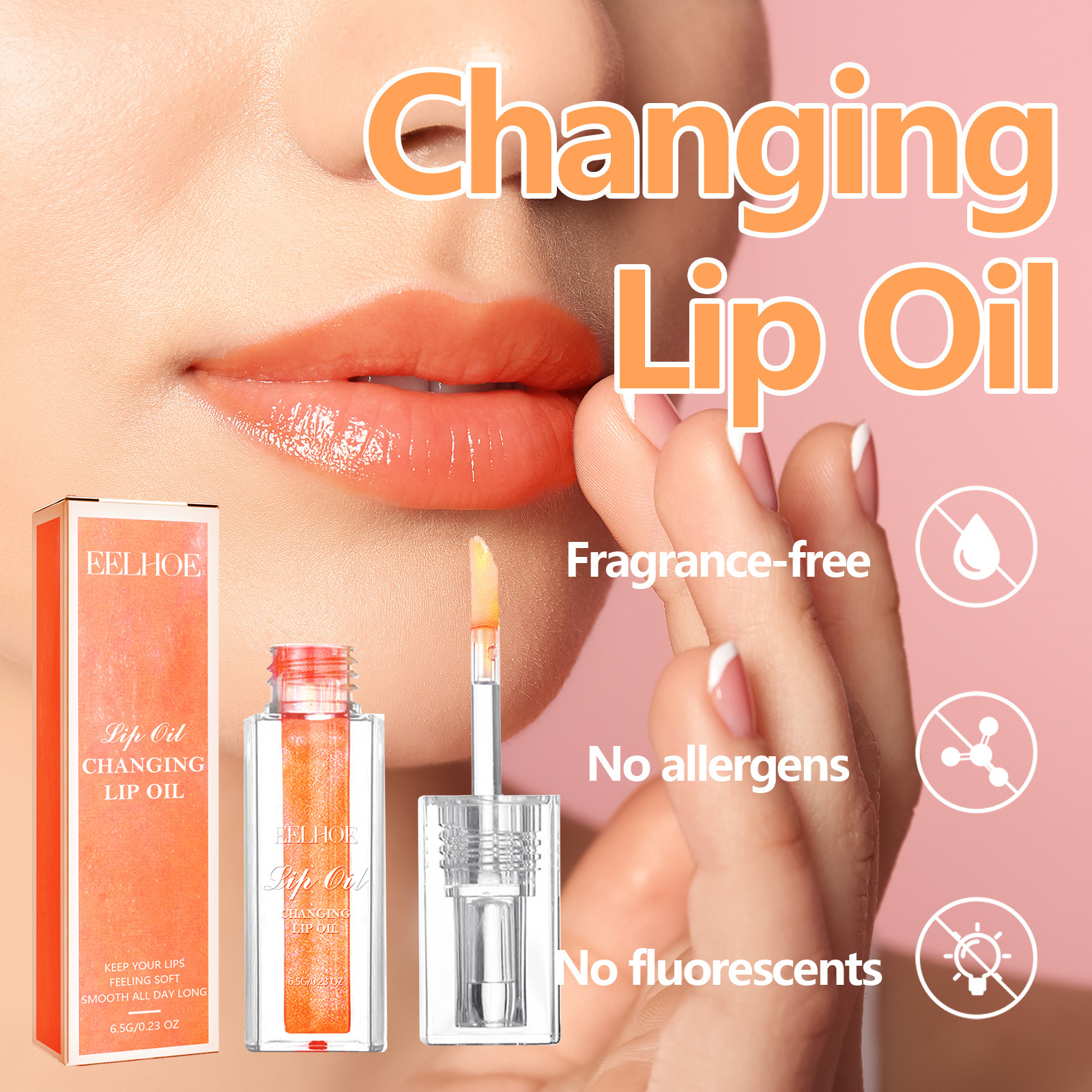 EELHOE Color Changing Lip Protection Oil Jemne odstraňuje keratínový, kyprý, jemný a lesklý olej z pier._voghion.com